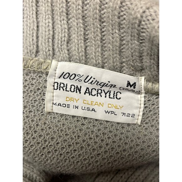 Vintage Orlon Acrylic 100% Virgin Suede Yoke Cardigan Sweater Med Grandpacore - Picture 8 of 8